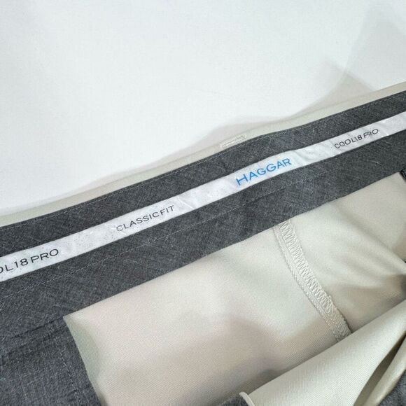 Haggar Pants Mens 44 x 30 Tan Mid Rise Classic Fit Trousers Cool 18 Pro Golf - Picture 3 of 8